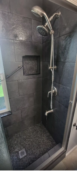 Charcoal Tile Shower & Bath, view 1