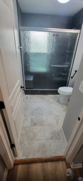 Charcoal Tile Shower & Bath, view 2